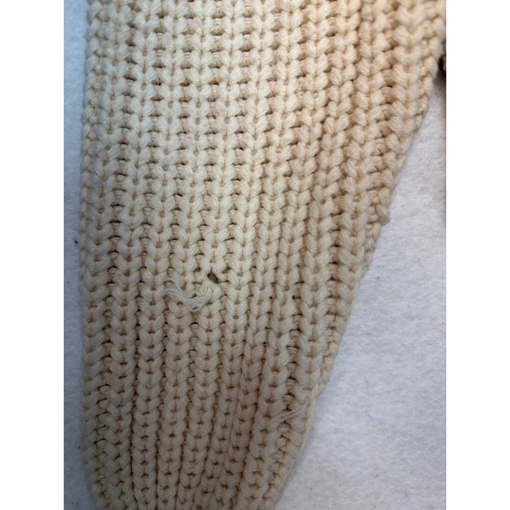 Ronny Kobo Collective Cream Cable Knit Cropped Sweater Ruffle Shoulder Small - Picture 7 of 7